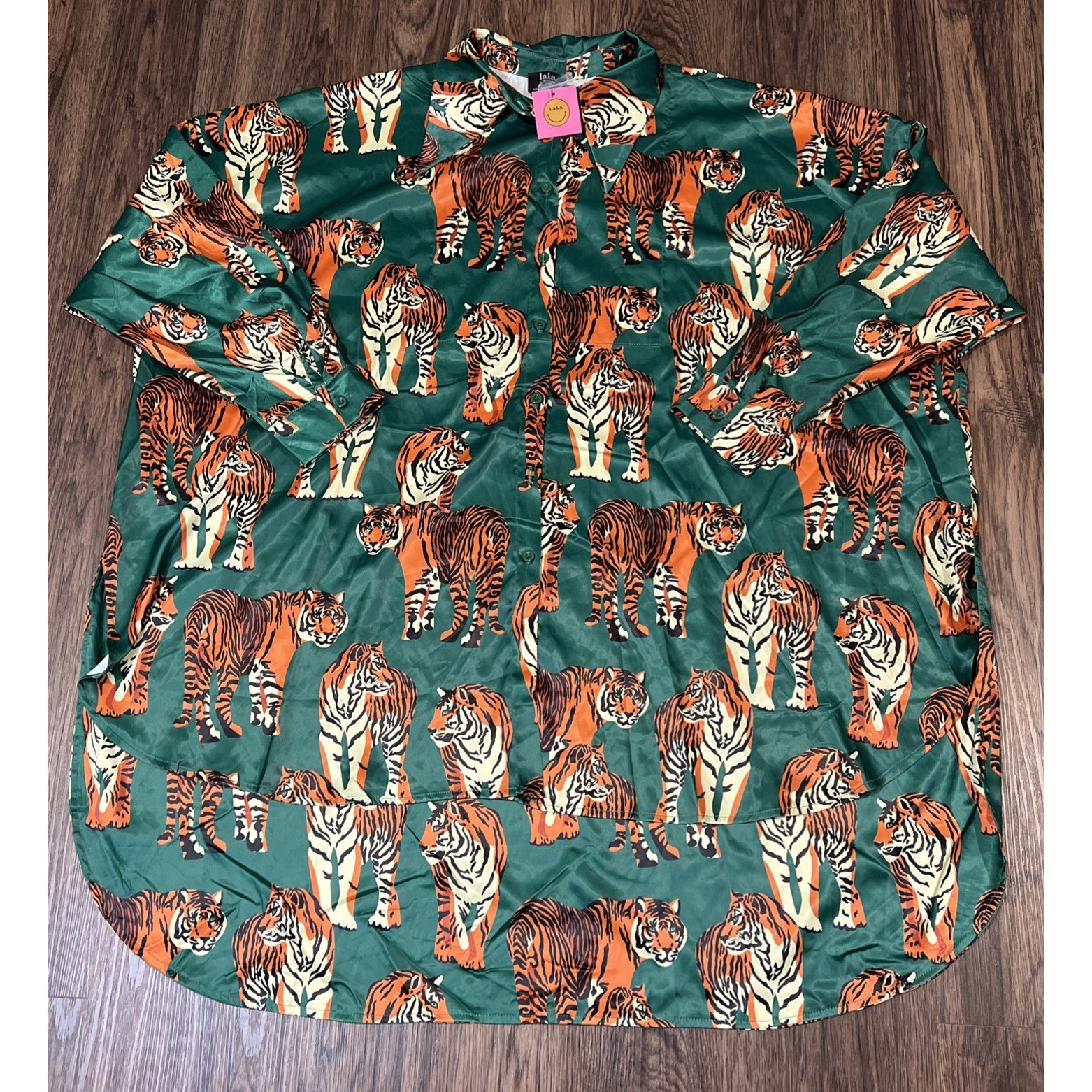Dressed In Lala Tiger Print Royal Satin Top Only Size L/Xl — image 3 of 8